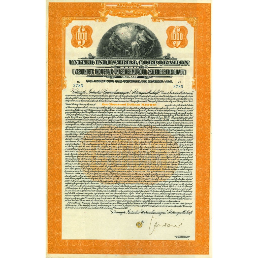 1941 - UNITED INDUSTRIAL CORPORATION 1.000$