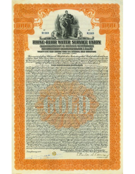 1953 - RHINE-RUHR WATER SERVICE UNION 1.000$