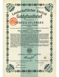 1926 - GERMAN GOLD BOND 50 GOLDMARK (17,9210 Gramm Feingold)