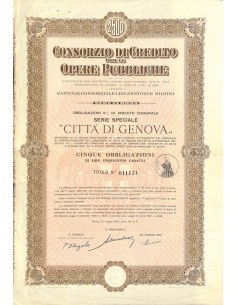 CONS. DI CREDITO PER LE OPERE PUBBLICHE DI GENOVA - 5 OBB. ROMA 1937
