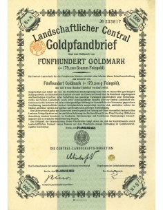 1929 - GERMAN GOLD BOND 500 GOLDMARK (179,2100 Gramm...