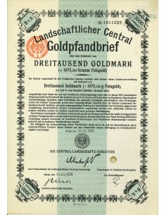 1926 - GERMAN GOLD BOND 3.000 GOLDMARK (1.075,26 Gramm...