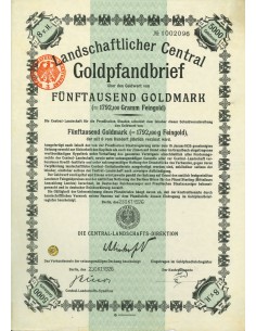 1926 - GERMAN GOLD BOND 5.000 GOLDMARK (1.792,100 Gramm...