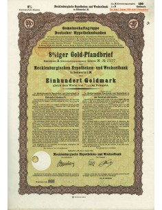 1930 - GERMAN GOLD BOND SCHWERIN 100 GOLDMARK (10/279 Kg....