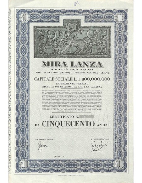 MIRA LANZA - 500 AZIONI VENEZIA 1924