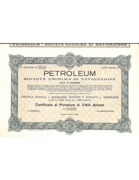 PETROLEUM - UNA AZIONE GENOVA 1931