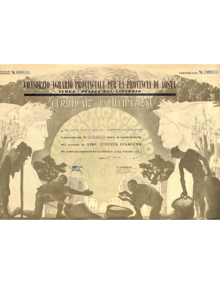 CONS. AGRARIO PROVINCIALE PER LA PROV. DI AOSTA - 1 QUOTA AOSTA 1947