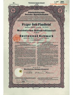 1930 - GERMAN GOLD BOND KOLN 2.000 GOLDMARK (200/279 Kg....
