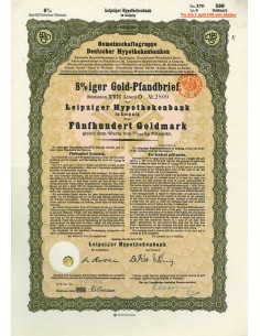 1930 - GERMAN GOLD BOND LEIPZIG 500 GOLDMARK (50/279 Kg....