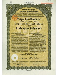 1930 - GERMAN GOLD BOND LEIPZIG 1.000 GOLDMARK (100/279...