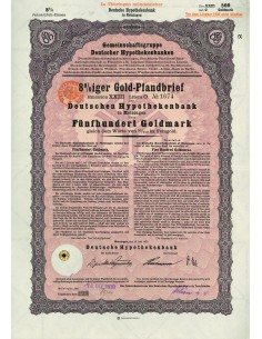 1930 - GERMAN GOLD BOND MEININGEN EM. XXIII 500 GOLDMARK...