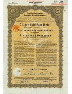 1930 - GERMAN GOLD BOND MEININGEN EM. XXV 1.000 GOLDMARK...