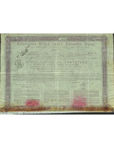 COMP. REALE DELLE FERROVIE SARDE - 1 OBBLIG. SERIE A FIRENZE 1871
