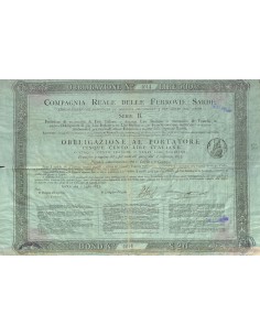COMP. REALE DELLE FERROVIE SARDE - 1 OBBLIG. SERIE B ROMA 1873