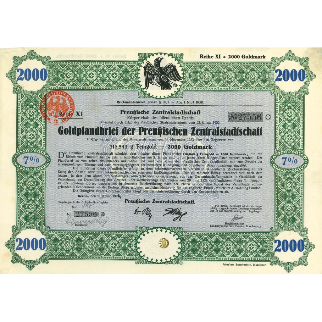 1924 - GERMAN BOND PREUBISCHEN...