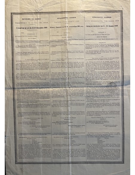 1909 - ROYAUME DE SERBIA 4 1/2% OR (ORO)