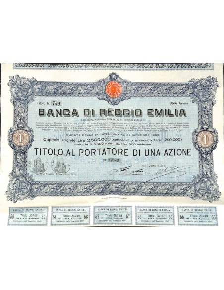 BANCA DI REGGIO EMILIA - UNA AZIONE 1915