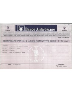 BANCO AMBROSIANO 2 AZIONI SERIE B MILANO