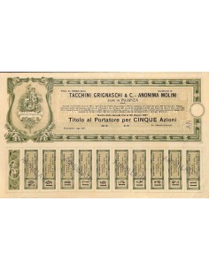 TACCHINI GRIGNASCHI E C. - ANON. MOLINI 5 AZIONI PALLANZA 1907