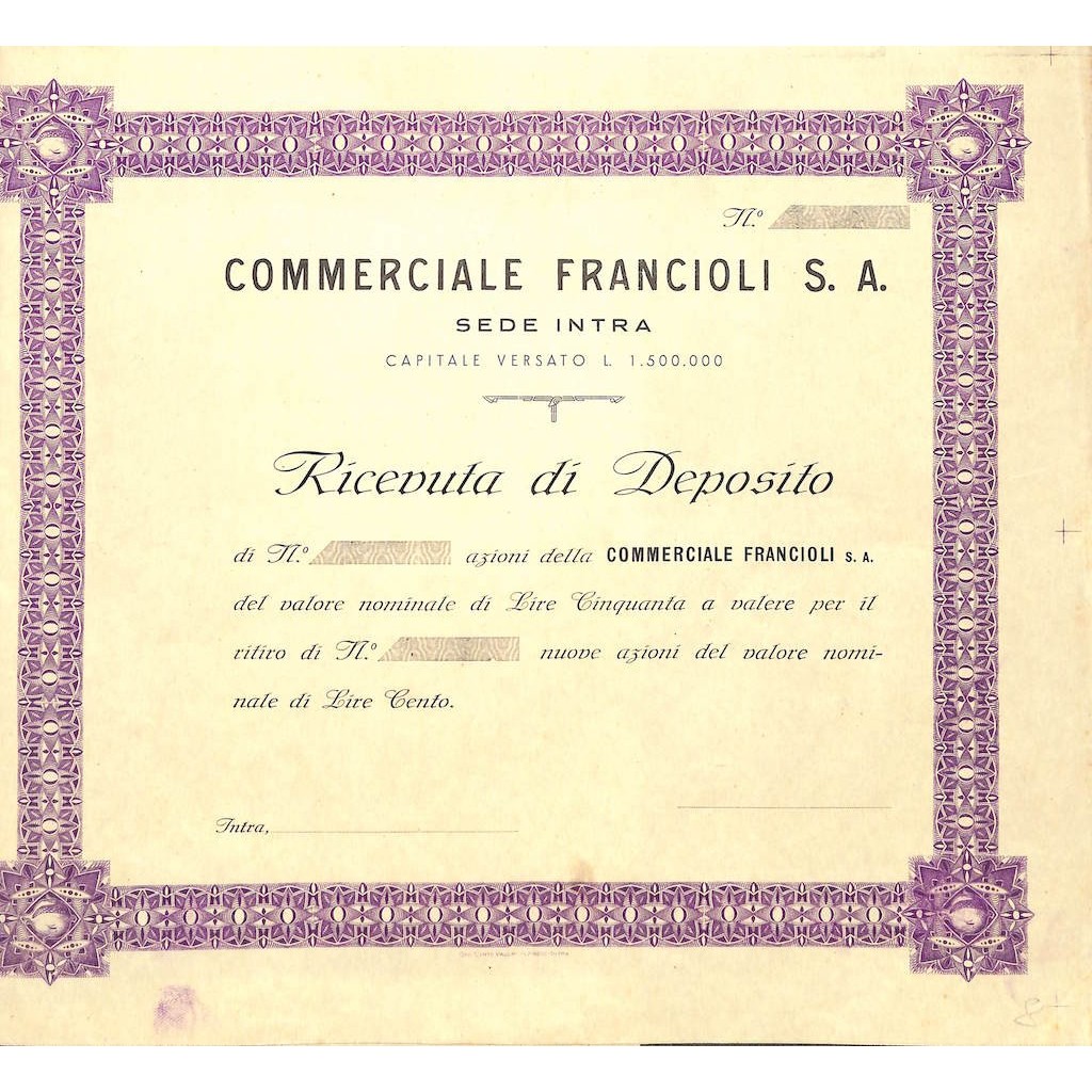 COMMERCIALE FRANCIOLI S.A. - AZIONI INTRA