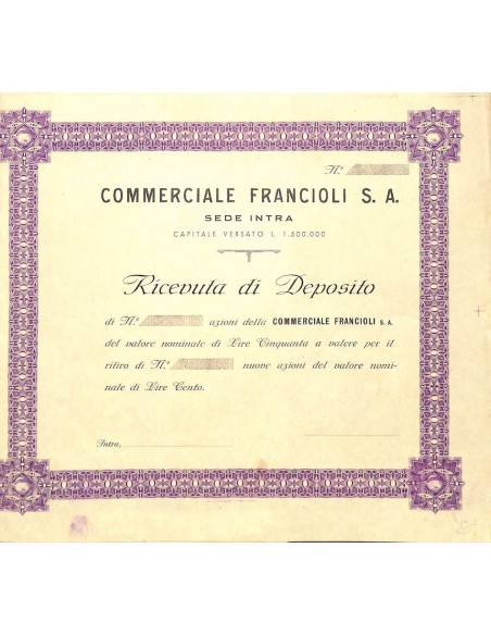 COMMERCIALE FRANCIOLI S.A. - AZIONI INTRA