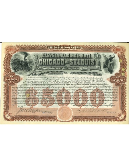 1933 - CLEVELAND, CINCINNATI, CHICAGO, AND ST. LOUIS - GOLD BOND $5.000