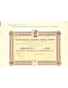 SOC. ANON. COOPERATIVA ELETTRICA ARIZZANO - AZIONI 1928