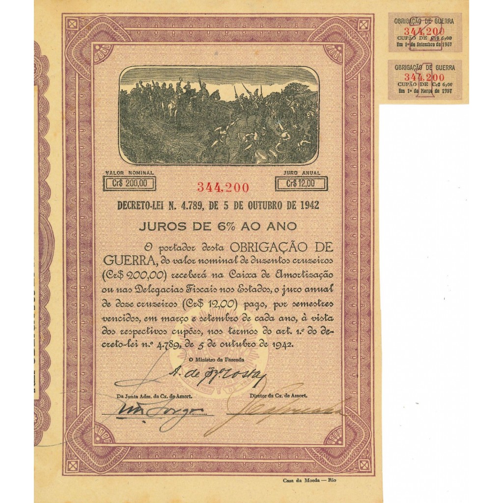 1942 - JUROS DE % AO ANO OBRIGACAO DE GUERRA