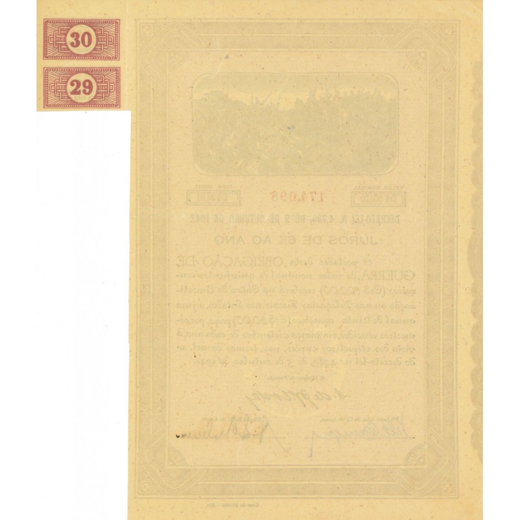 1942 - JUROS DE 6% AO ANO OBRIGACAO DE GUERRA...