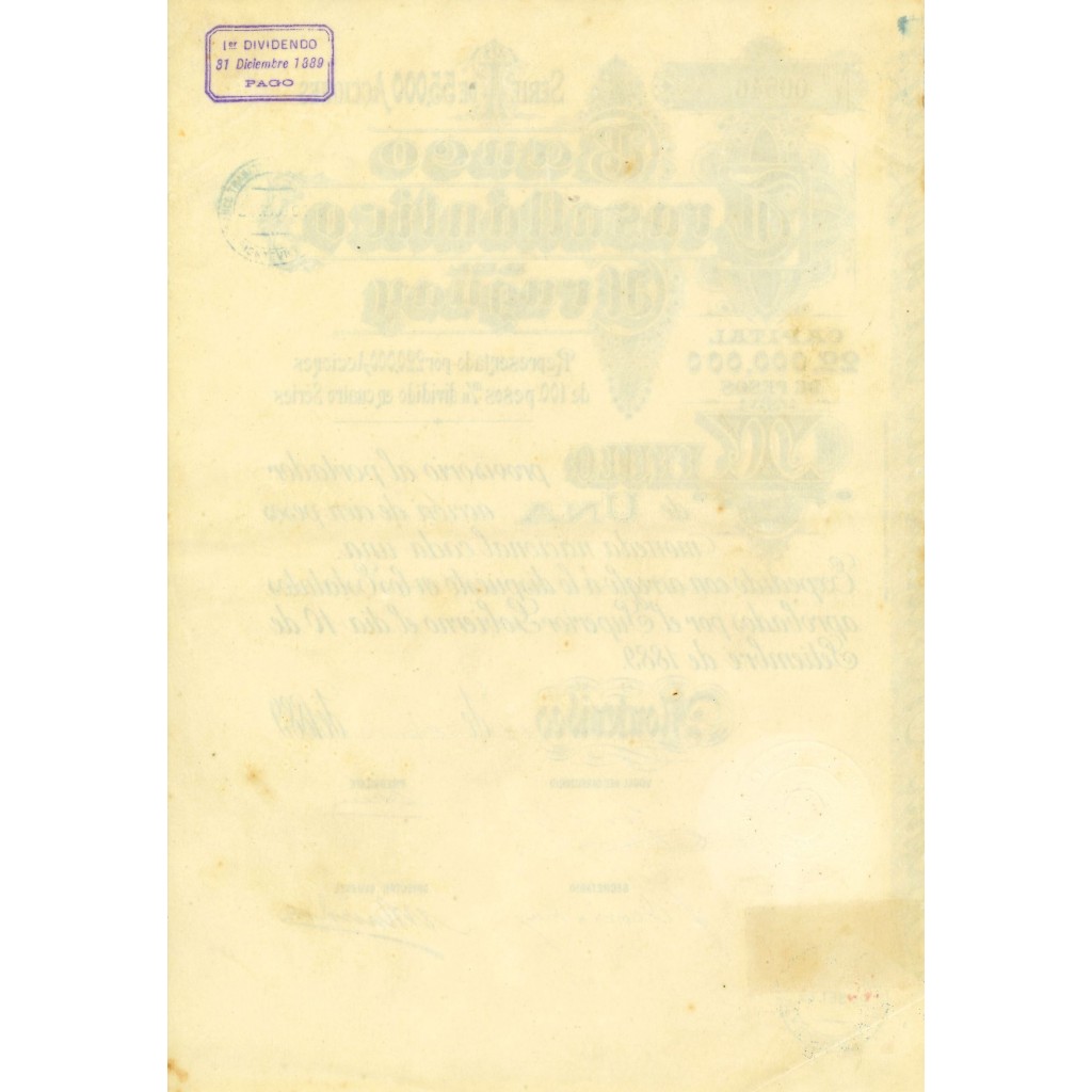 1889 - BANCO TRASATLANTICO DEL URUGUAY