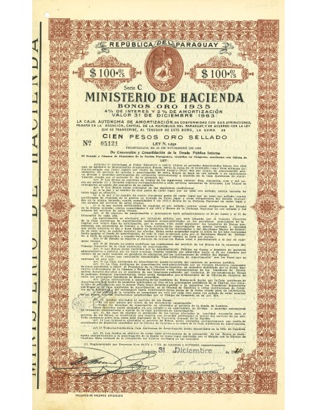 1940 - MINISTERIO DE HACIENDA $100 4%