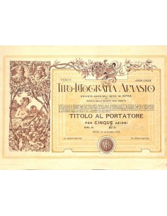 TIPO-LITOGRAFIA ALMASIO - 5 AZIONI - INTRA 1925