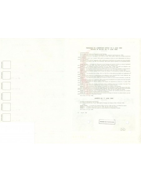 1982 - EMPRUNT D'ETAT 16% 2000 Francs