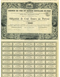 1873 - CHEMIN DE FER ET BASSIN HOUILLER DU VAR - 100...