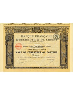 1923 - BANQUE FRANCAISE D'ESCOMPTE & DE CREDIT - PART DE...