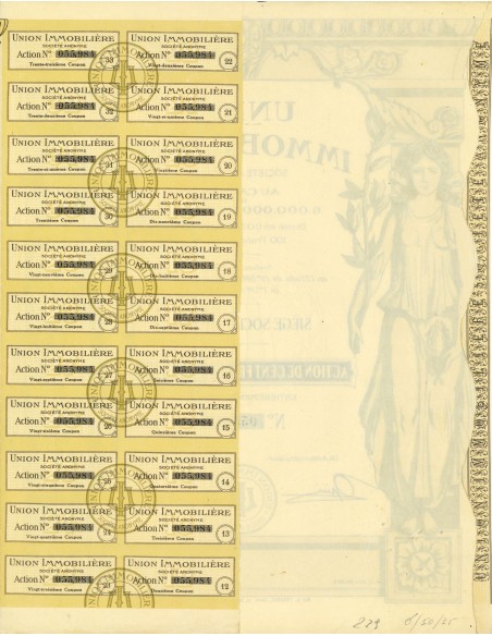 1925 - UNION IMMOBILIERE - ACTION DE 100 FRANCS AU PORTEUR