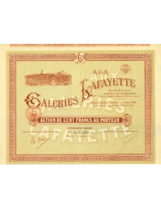 1922 - GALERIES LAFAYETTE - ACTION DE 100 FRANCS AU PORTEUR