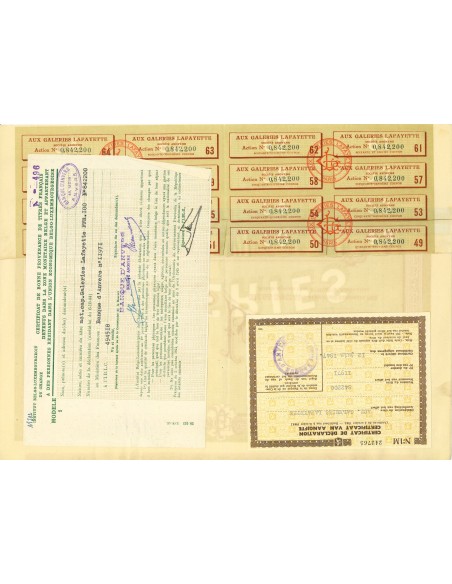 1922 - GALERIES LAFAYETTE - ACTION DE 100 FRANCS AU PORTEUR