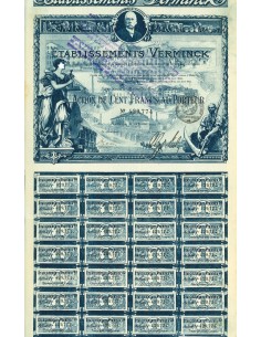 1920 - ETABLISSEMENTS VERMINCK - ACTION DE CENT FANCS AU...