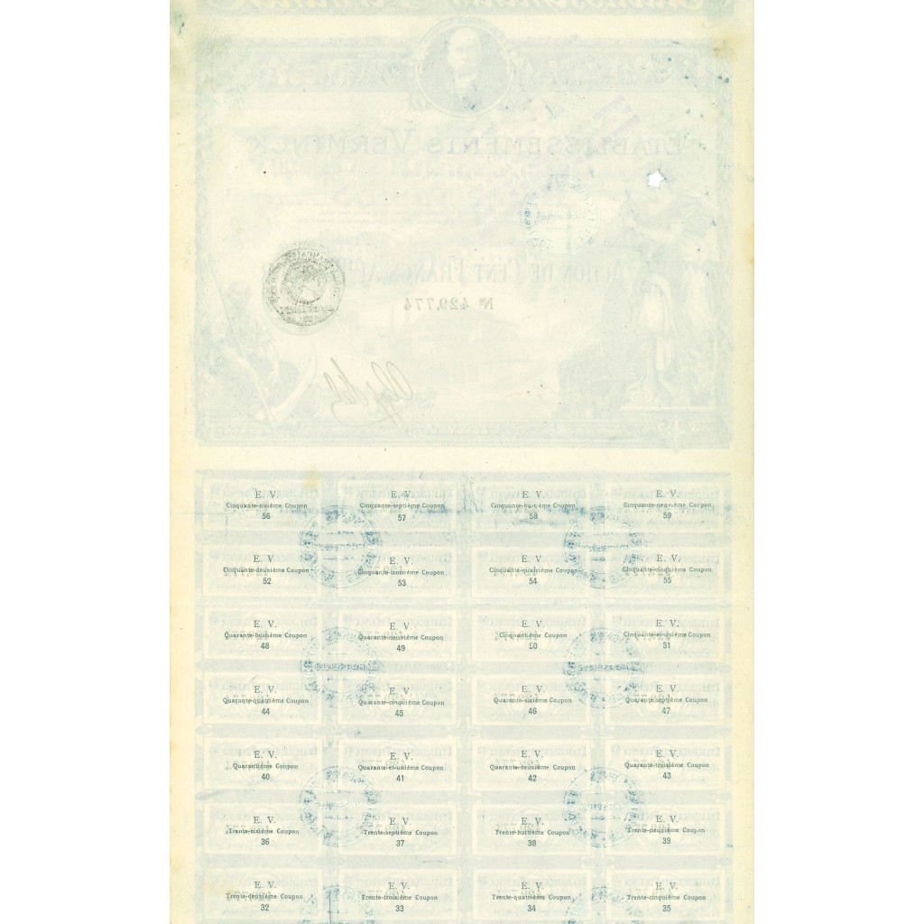 1920 - ETABLISSEMENTS VERMINCK - ACTION DE CENT...