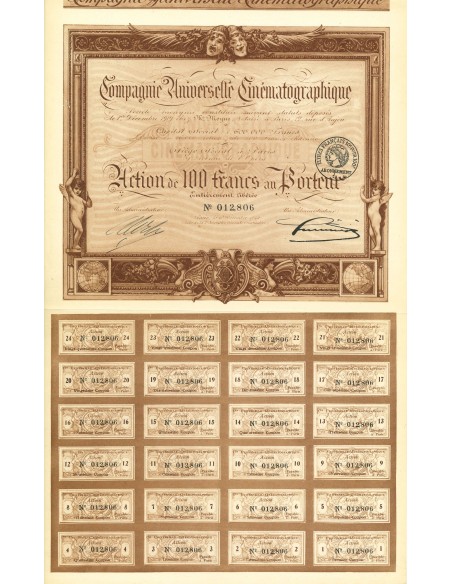 1910 - COMPAGNIE UNIVERSELLE CINEMATOGRAPHIQUE - ACTION DE 100 FRANCS AU PORTEUR