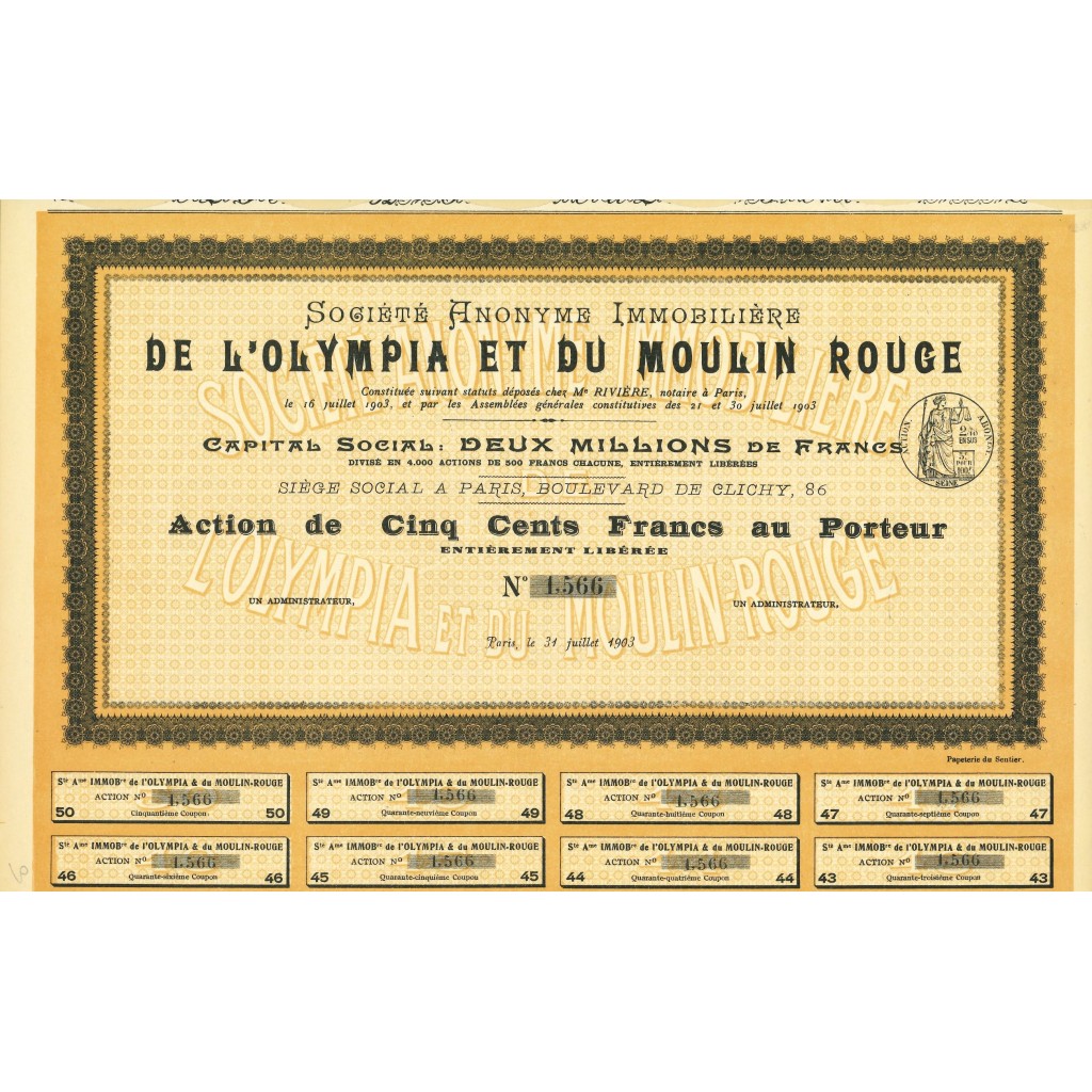 1903 - SOCIETE ANONYME IMMOBILIERE DE L'OLYMPIA...