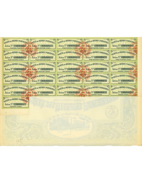 1917 - SOCIETE DES RIZERIES PARISIENNES - ACTION DE 100 FRANCS AU PORTEUR