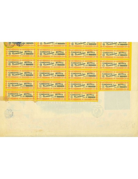 1921 - COMPAGNIE DES CLARIDGES HOTELS - ACTION DE 100 FRANCS AU PORTEUR