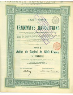 1901 - SOCIETE ANONYME DES TRAMWAYS NAPOLITANS - 1 AZIONE...