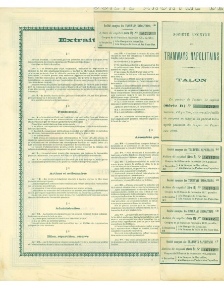1901 - SOCIETE ANONYME DES TRAMWAYS NAPOLITANS - 1 AZIONE DI 500 FRANCHI