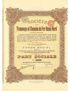 TRAMWAYS ET CHEMIN DE FER ROME-NORD 1 AZIONE BRUXELLES 1913