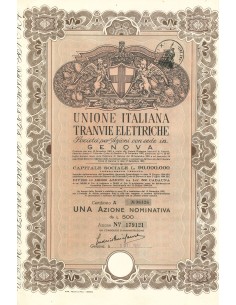 1885 - UNIONE ITALIANA TRANVIE ELETTRICHE - UNA AZIONE