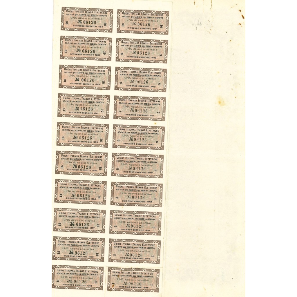 1885 - UNIONE ITALIANA TRANVIE ELETTRICHE - UNA...