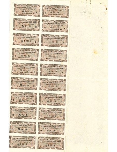 1885 - UNIONE ITALIANA TRANVIE ELETTRICHE - ONE SHARE